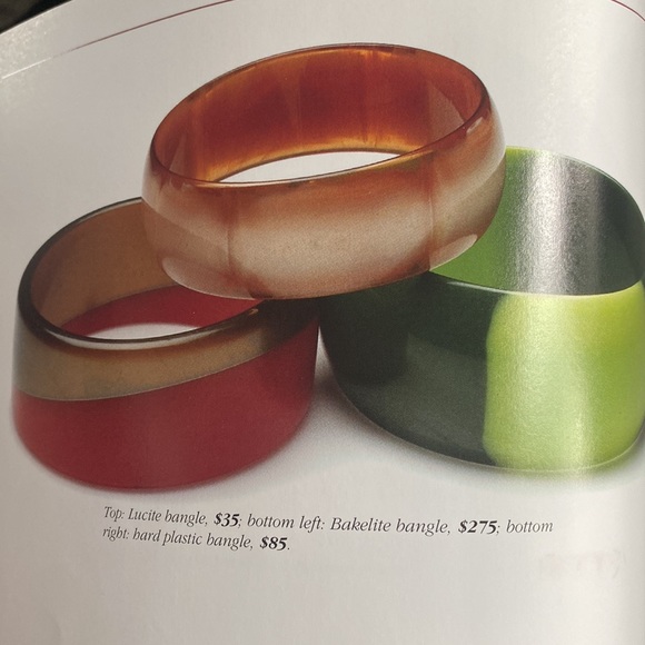 VTG- Cream & Root Beer Banded Thermoset Lucite Bangle Bracelet - Picture 8 of 8